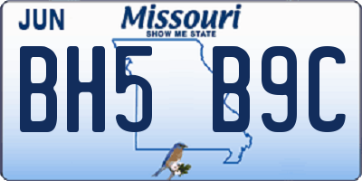 MO license plate BH5B9C