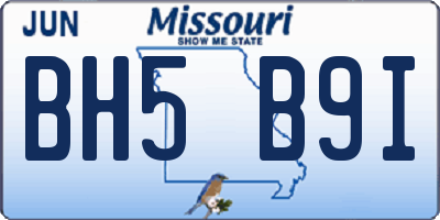 MO license plate BH5B9I