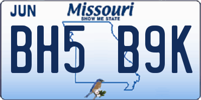 MO license plate BH5B9K