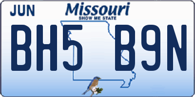 MO license plate BH5B9N