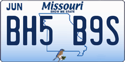 MO license plate BH5B9S