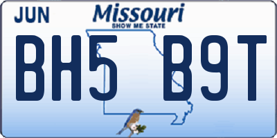 MO license plate BH5B9T