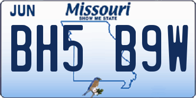 MO license plate BH5B9W