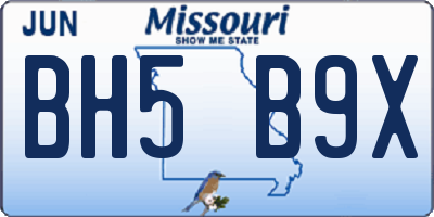 MO license plate BH5B9X