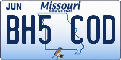 MO license plate BH5C0D