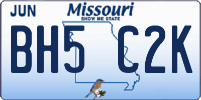 MO license plate BH5C2K