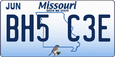 MO license plate BH5C3E
