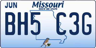 MO license plate BH5C3G