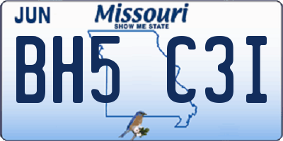 MO license plate BH5C3I