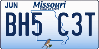 MO license plate BH5C3T