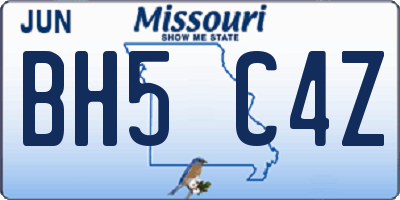 MO license plate BH5C4Z