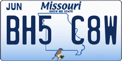 MO license plate BH5C8W