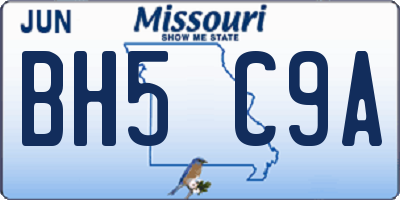 MO license plate BH5C9A