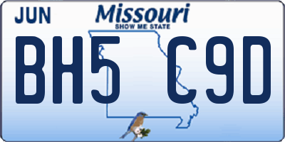 MO license plate BH5C9D