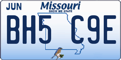 MO license plate BH5C9E