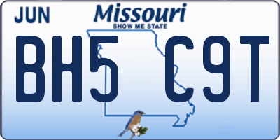 MO license plate BH5C9T