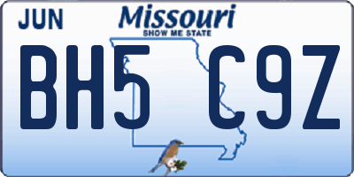 MO license plate BH5C9Z