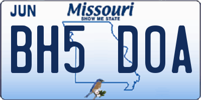 MO license plate BH5D0A