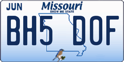 MO license plate BH5D0F