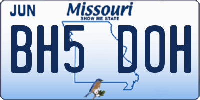 MO license plate BH5D0H