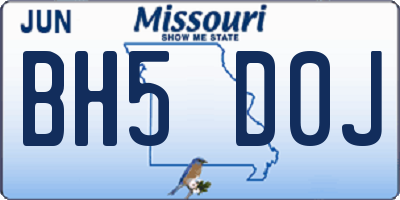MO license plate BH5D0J