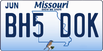 MO license plate BH5D0K