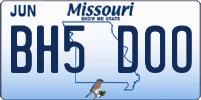MO license plate BH5D0O