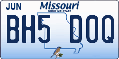 MO license plate BH5D0Q