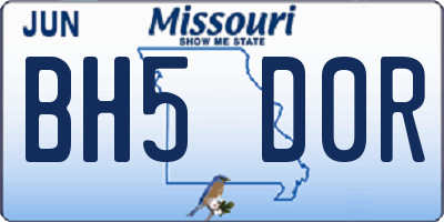 MO license plate BH5D0R