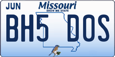 MO license plate BH5D0S