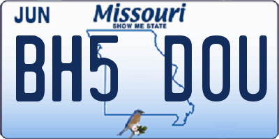 MO license plate BH5D0U