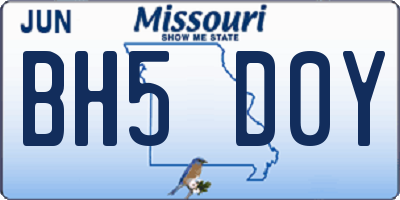 MO license plate BH5D0Y