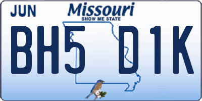 MO license plate BH5D1K