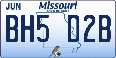 MO license plate BH5D2B