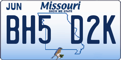 MO license plate BH5D2K