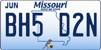 MO license plate BH5D2N