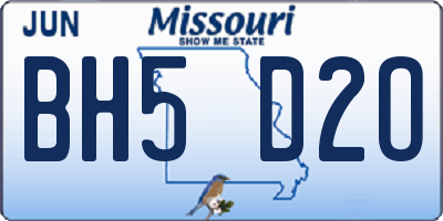 MO license plate BH5D2O