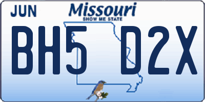 MO license plate BH5D2X