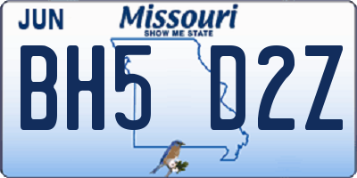 MO license plate BH5D2Z