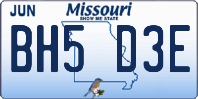 MO license plate BH5D3E