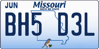 MO license plate BH5D3L