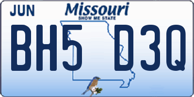MO license plate BH5D3Q