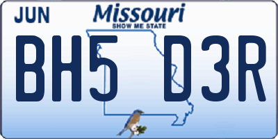 MO license plate BH5D3R