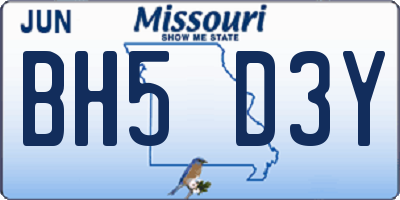 MO license plate BH5D3Y