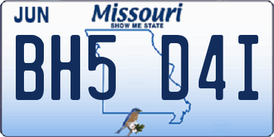 MO license plate BH5D4I