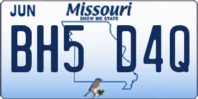 MO license plate BH5D4Q