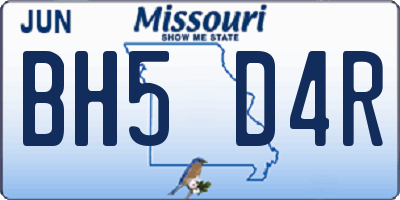 MO license plate BH5D4R