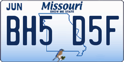 MO license plate BH5D5F