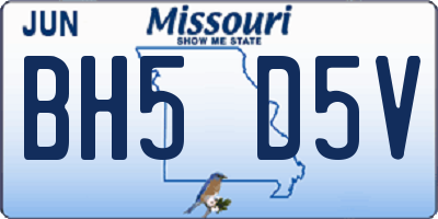 MO license plate BH5D5V