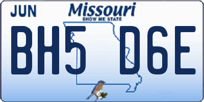 MO license plate BH5D6E